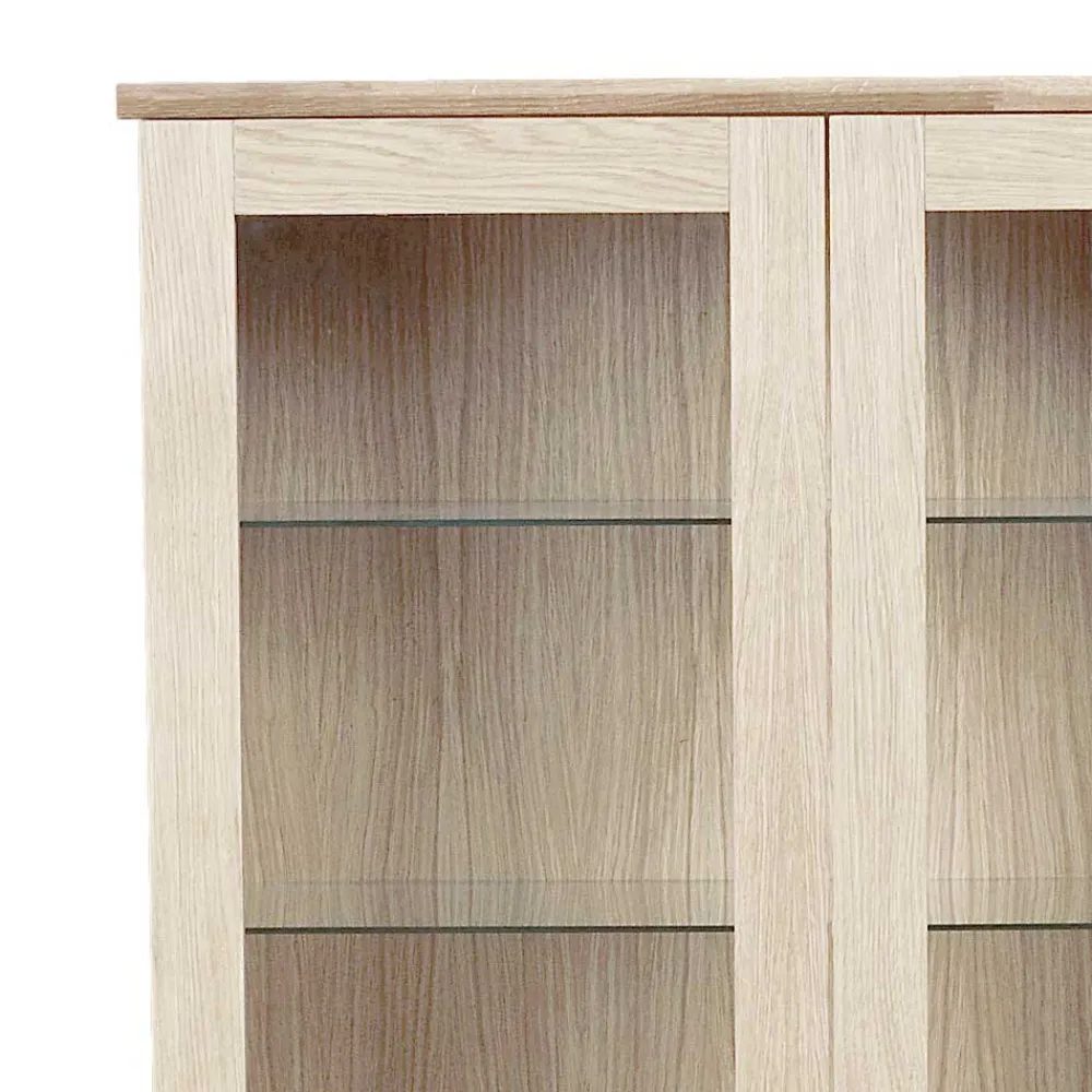 Wohnen Highboards|Vitrinen<White Wash Vitrine im Skandi Design - Pessoa