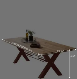 Wohnen Tische<Wildeiche Baumkantentisch mit X Füßen - Vlacondra