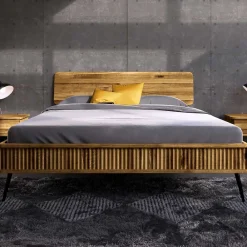 Wohnen Betten<Wildeiche Bett mit Holzkopfteil - Casarius
