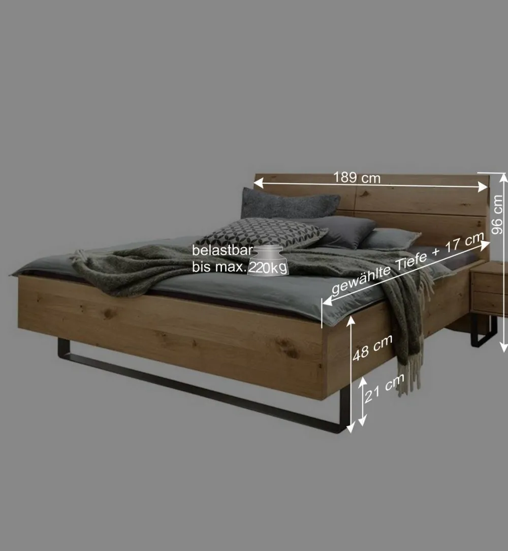Wohnen Betten<Wildeiche Bett mit Metallkufen - Siestago