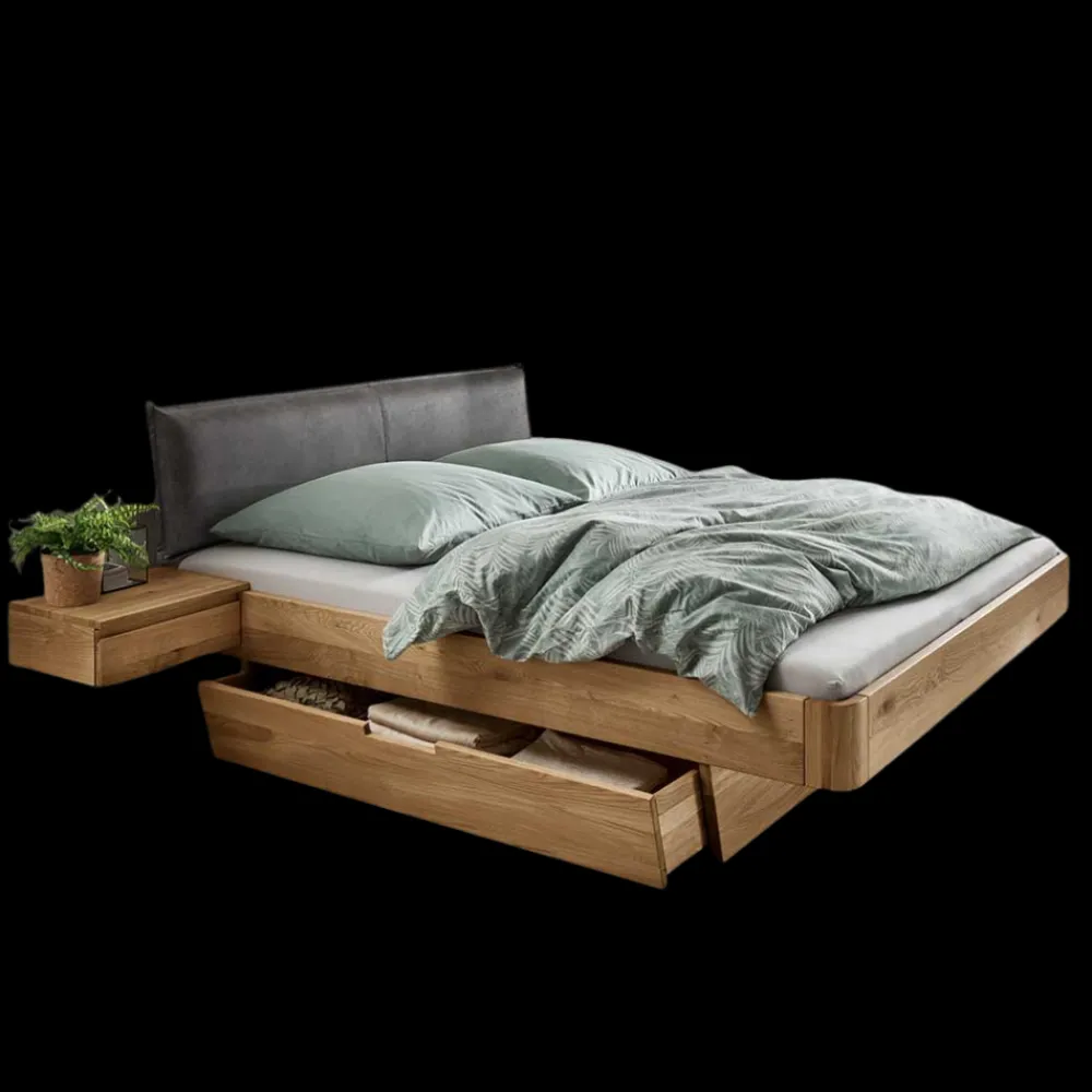 Wohnen Betten<Wildeiche Bett mit Schubkasten Set - Zennian (dreiteilig)