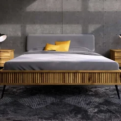 Wohnen Betten<Wildeiche Designerbett mit Polsterkopfteil - Casarius