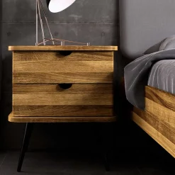 Wohnen Betten<Wildeiche Designerbett mit Polsterkopfteil - Casarius