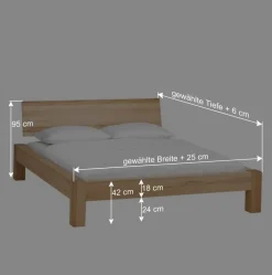 Wohnen Betten<Wildeiche Doppelbett Amando in Honigfarben geölt