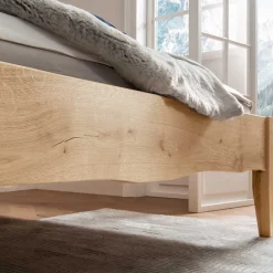 Wohnen Betten<Wildeiche Doppelbett mit Holzkopfteil - Adeira