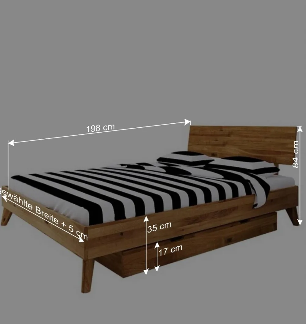 Wohnen Betten<Wildeiche Einzelbett mit Unterlänge 190 cm - Eavy III