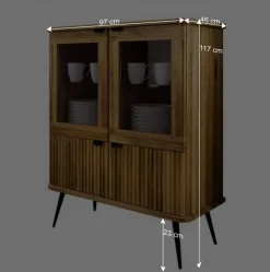 Wohnen Highboards|Vitrinen<Wildeiche Highboard mit Glastüren & Holztüren - Casarius