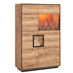 Wohnen Vitrinen<Wildeiche Highboard mit Glas Einsatz - Shipper