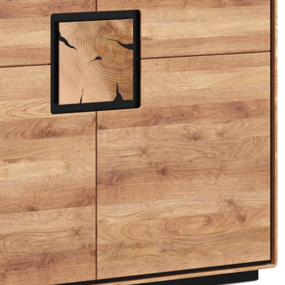 Wohnen Vitrinen<Wildeiche Highboard mit Glas Einsatz - Shipper
