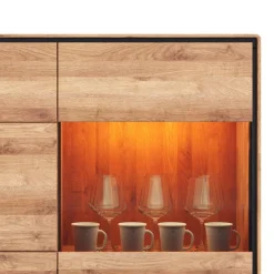 Wohnen Vitrinen<Wildeiche Highboard mit Glas Einsatz - Shipper