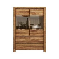 Wohnen Highboards<Wildeiche Highboard Nadalia massiv geölt Glas