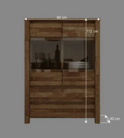 Wohnen Highboards<Wildeiche Highboard Nadalia massiv geölt Glas