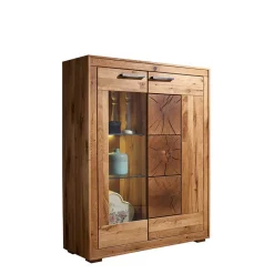 Wohnen Highboards<Wildeiche Highboard Troncon mit Glas Einsatz