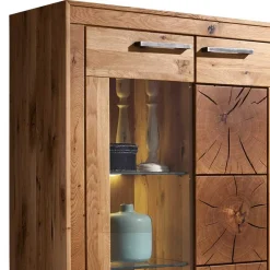 Wohnen Highboards<Wildeiche Highboard Troncon mit Glas Einsatz