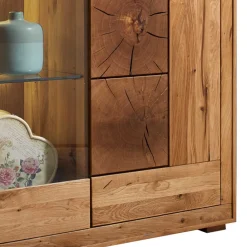Wohnen Highboards<Wildeiche Highboard Troncon mit Glas Einsatz