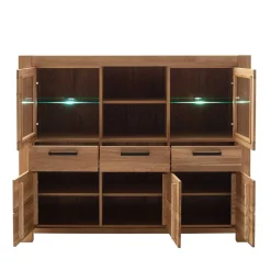 Wohnen Kommoden|Vitrinen<Wildeiche Highboard Vitrine teilmassiv - Sophia
