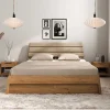 Wohnen Betten<Wildeiche Holzbett mit Polsterkopfteil in Beige - Favorite