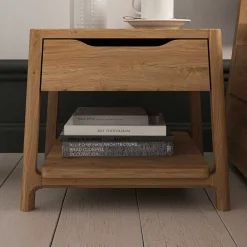 Wohnen Betten<Wildeiche Holzbett mit Polsterkopfteil in Beige - Favorite
