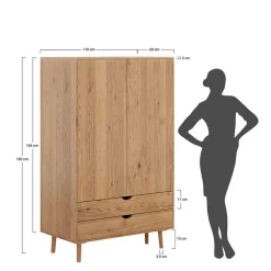 Wohnen Kleiderschränke<Wildeiche Kombi-Kleiderschrank massiv - Fabijola