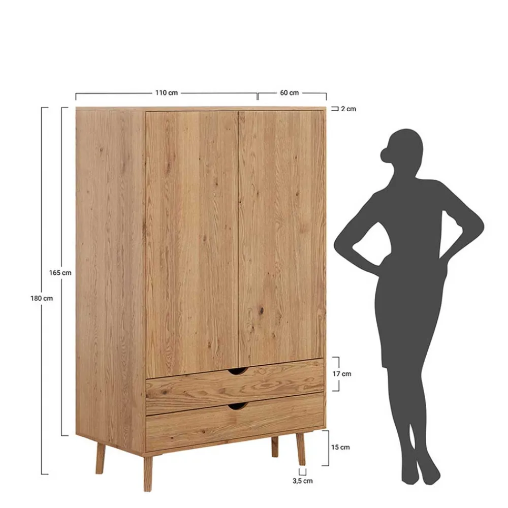 Wohnen Kleiderschränke<Wildeiche Kombi-Kleiderschrank massiv - Fabijola