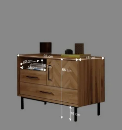 Wohnen Tv & Hifi-Möbel|Lowboards<Wildeiche Kommode mit Fach & 2 Schubladen & Tür - Kerfa