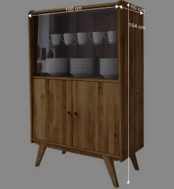 Wohnen Highboards<Wildeiche Mid Century Schrank mit zwei Glas Türen - Hardus