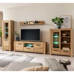 Wohnen Wohnwände<Wildeiche TV Anbauwand teilmassiv - Sophia (vierteilig)