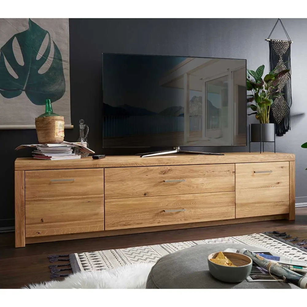 Wohnen Tv & Hifi-Möbel|Lowboards<Wildeiche TV Lowboard aus geöltem Massivholz - Loitons