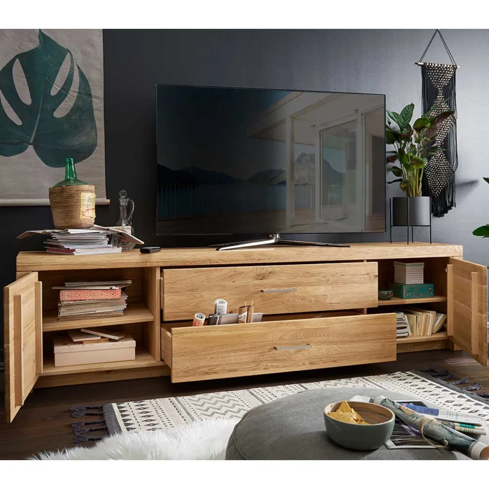 Wohnen Tv & Hifi-Möbel|Lowboards<Wildeiche TV Lowboard aus geöltem Massivholz - Loitons