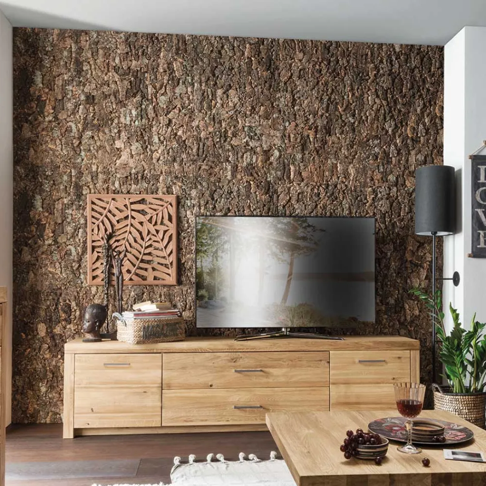 Wohnen Tv & Hifi-Möbel|Lowboards<Wildeiche TV Lowboard aus geöltem Massivholz - Loitons