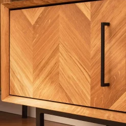 Wohnen Tv & Hifi-Möbel|Lowboards<Wildeiche TV Lowboard mit Fischgrät Design - Kerfa