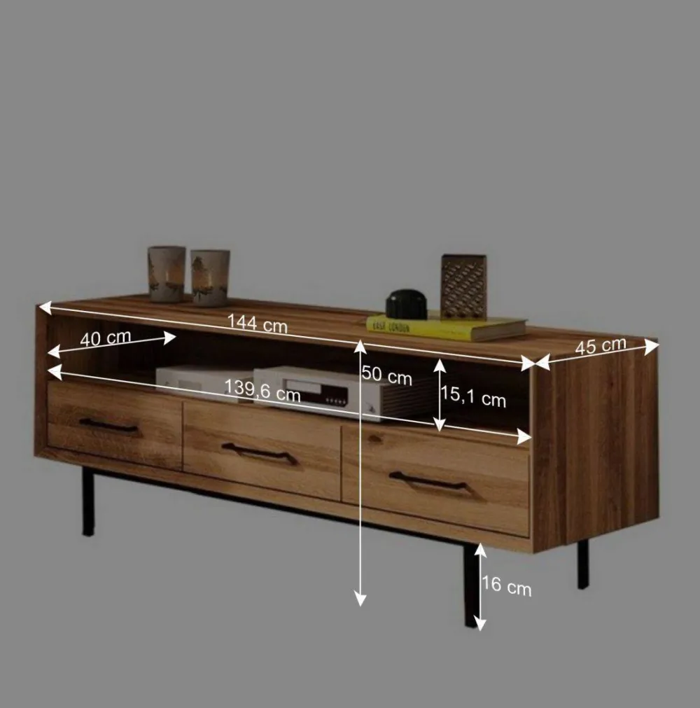 Wohnen Tv & Hifi-Möbel|Lowboards<Wildeiche TV Unterschrank mit großem Fach - Kerfa