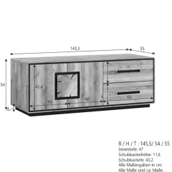 Wohnen Tv & Hifi-Möbel|Lowboards<Wildeiche TV-Kommode in modernem Design - Shipper