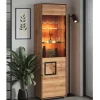 Wohnen Vitrinen<Wildeiche Vitrine in Natur mit Schwarz - Shipper