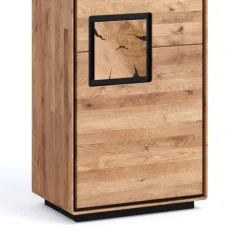 Wohnen Vitrinen<Wildeiche Vitrine in Natur mit Schwarz - Shipper