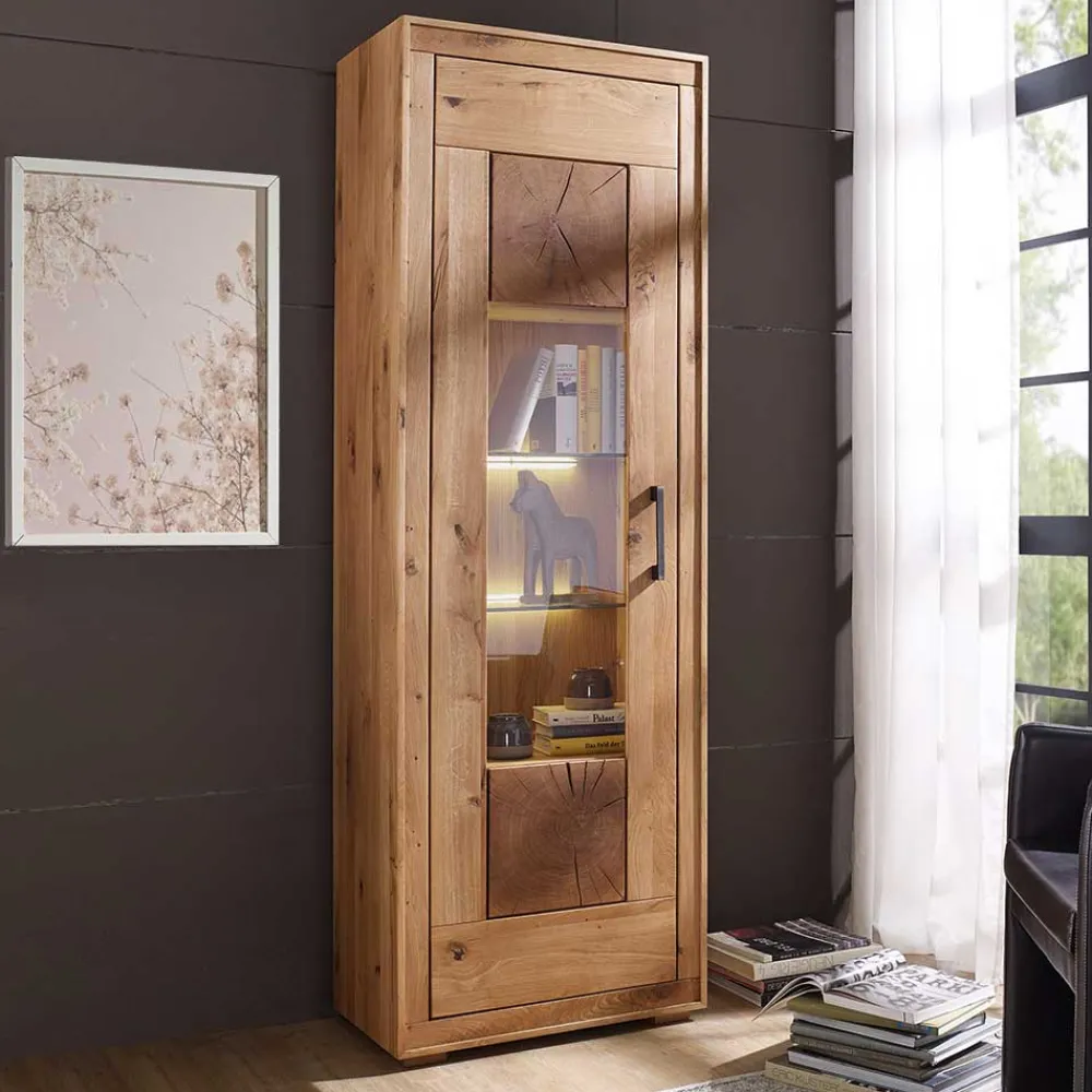 Wohnen Vitrinen<Wildeiche Vitrine Troncon mit 201 cm Höhe