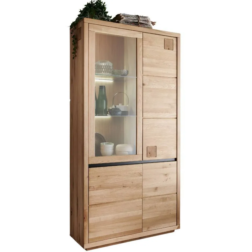 Wohnen Vitrinen|Schränke<Wildeiche Vitrinenschrank 103 cm breit - Embleys