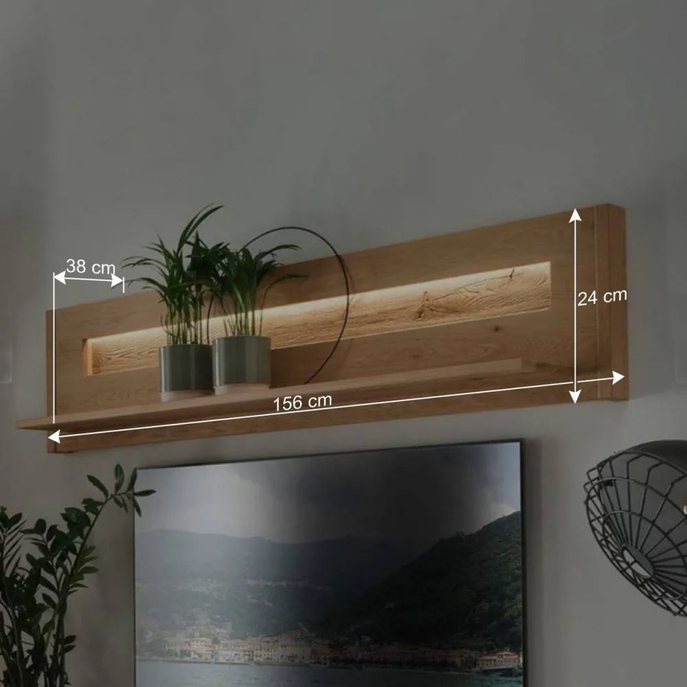 Wohnen Regale<Wildeiche Wandboard geölt - 156 cm breit - Obinson