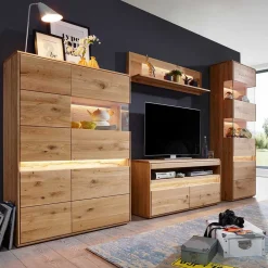 Wohnen Wohnwände<Wildeiche Wohnzimmer Möbel Wohnwand - Acmida (vierteilig)