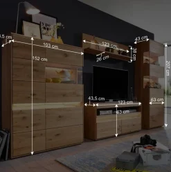 Wohnen Wohnwände<Wildeiche Wohnzimmer Möbel Wohnwand - Acmida (vierteilig)