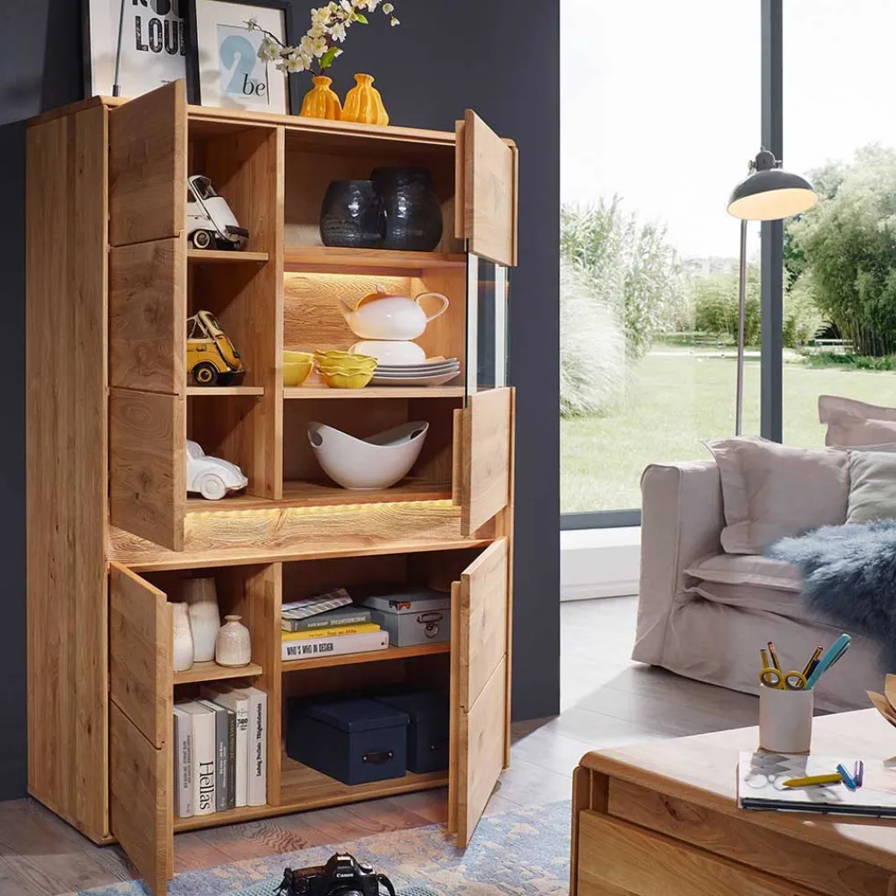 Wohnen Wohnwände<Wildeiche Wohnzimmer Möbel Wohnwand - Acmida (vierteilig)