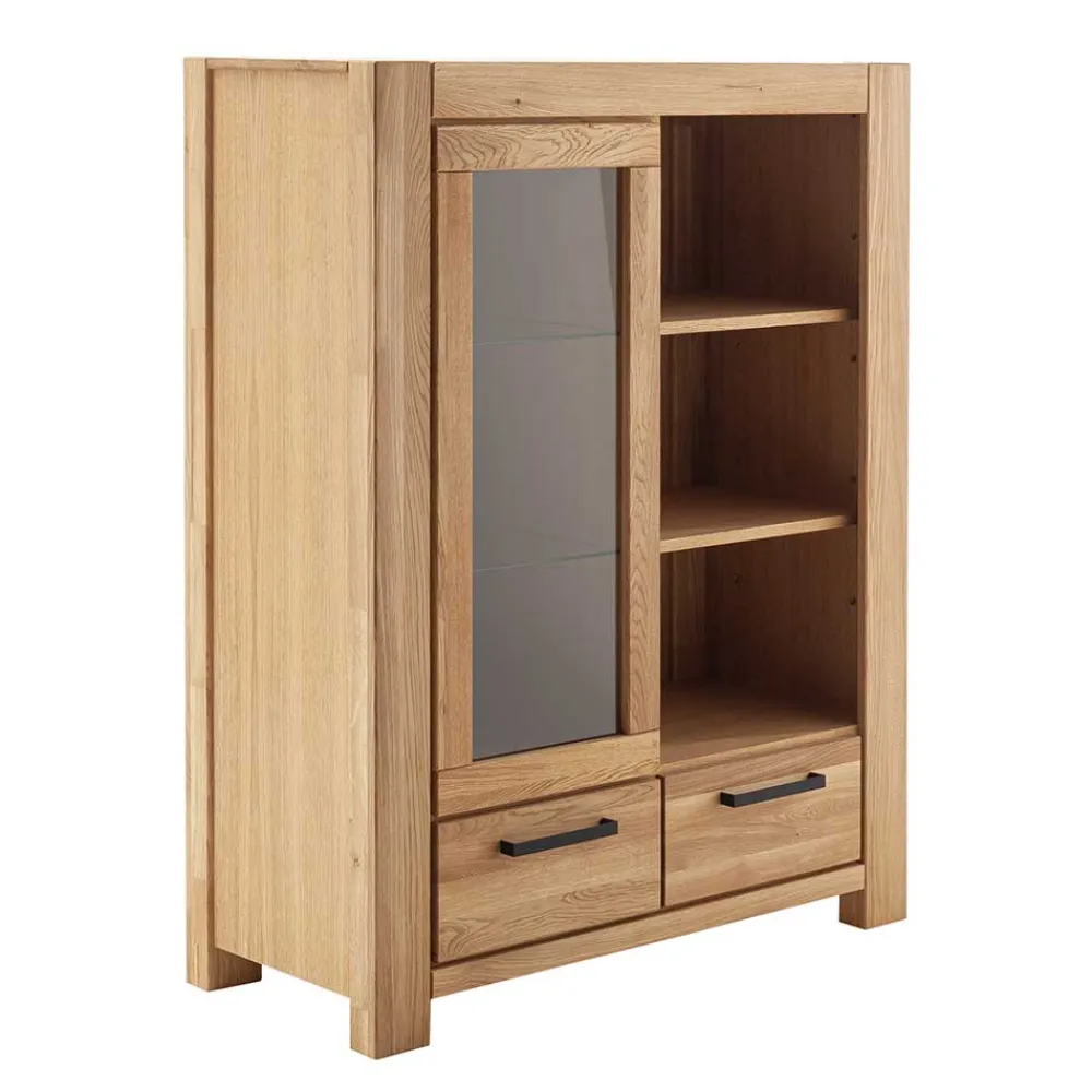 Wohnen Highboards|Vitrinen<Wildeiche Wohnzimmerschrank teilmassiv - Sophia