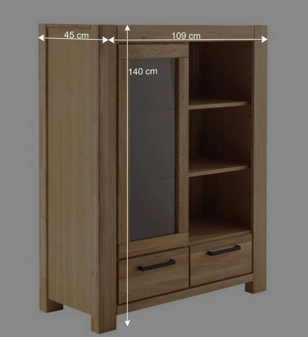 Wohnen Highboards|Vitrinen<Wildeiche Wohnzimmerschrank teilmassiv - Sophia