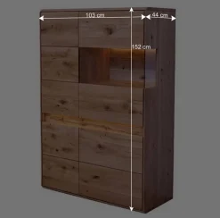 Wohnen Highboards<Wildeiche Wohnzimmerschrank mit Glas Einsatz - Acmida