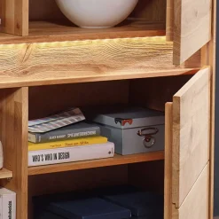 Wohnen Highboards<Wildeiche Wohnzimmerschrank mit Glas Einsatz - Acmida
