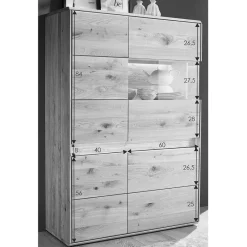 Wohnen Highboards<Wildeiche Wohnzimmerschrank mit Glas Einsatz - Acmida