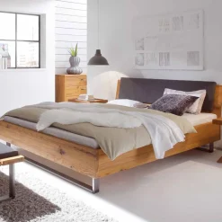 Wohnen Betten<Wildholz Bett Housten mit Bügelgestell aus Metall