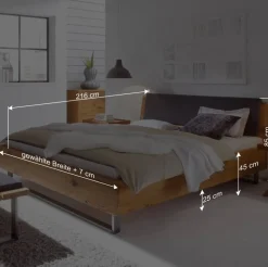 Wohnen Betten<Wildholz Bett Housten mit Bügelgestell aus Metall