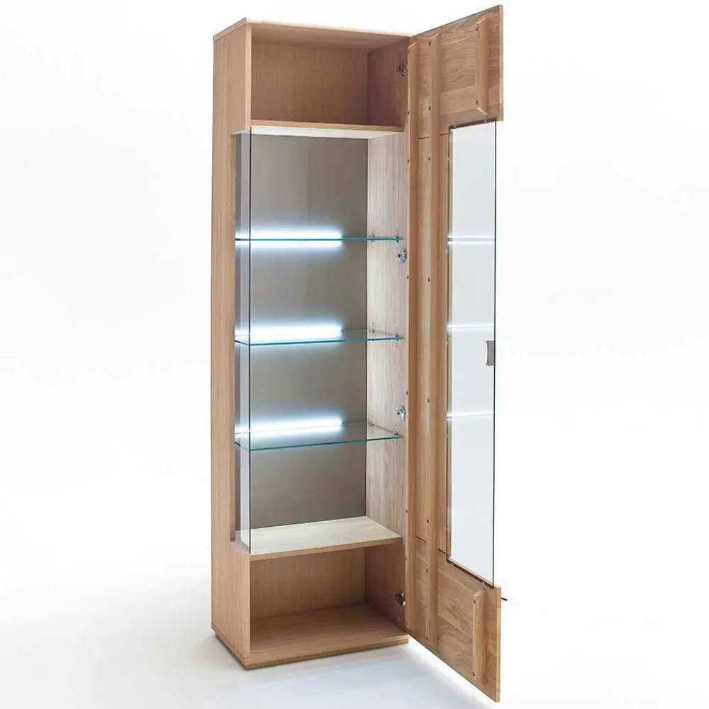 Wohnen Wohnwände<Wohnkombination in Eiche Bianco teilmassiv Pontros optional mit LED (vierteilig)