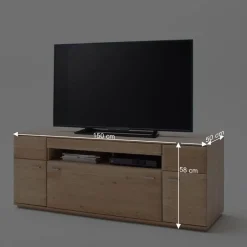 Wohnen Wohnwände<Wohnkombination in Eiche Bianco teilmassiv Pontros optional mit LED (vierteilig)
